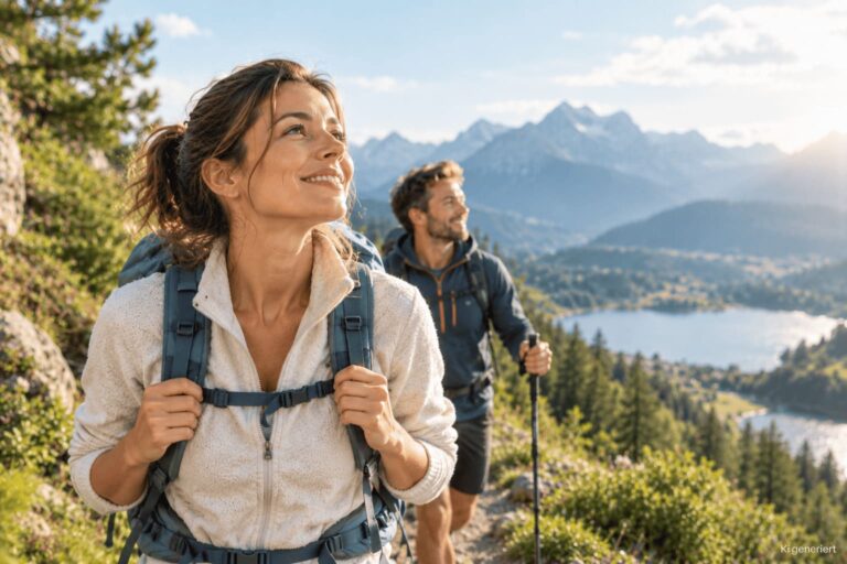Wanderin mit Alpenpanorama: Symbolbild für Mikronährstoffe im Alltag